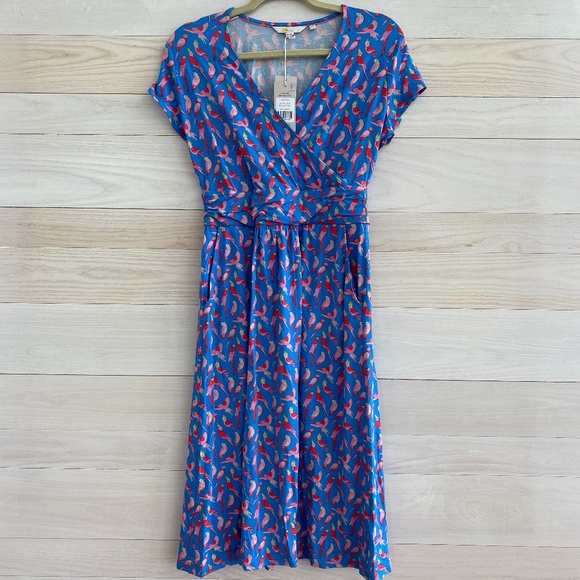 Boden Dresses Boden Lola Jersey Dress Moroccan Blue Parakeets Poshmark